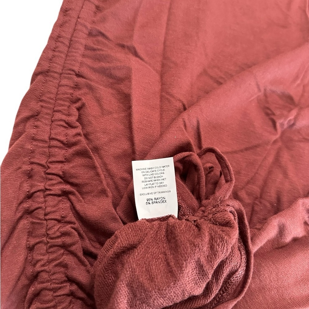 Ava Sam Rusty Orange Red Ruched Midi Dress Size L - Picture 14 of 17